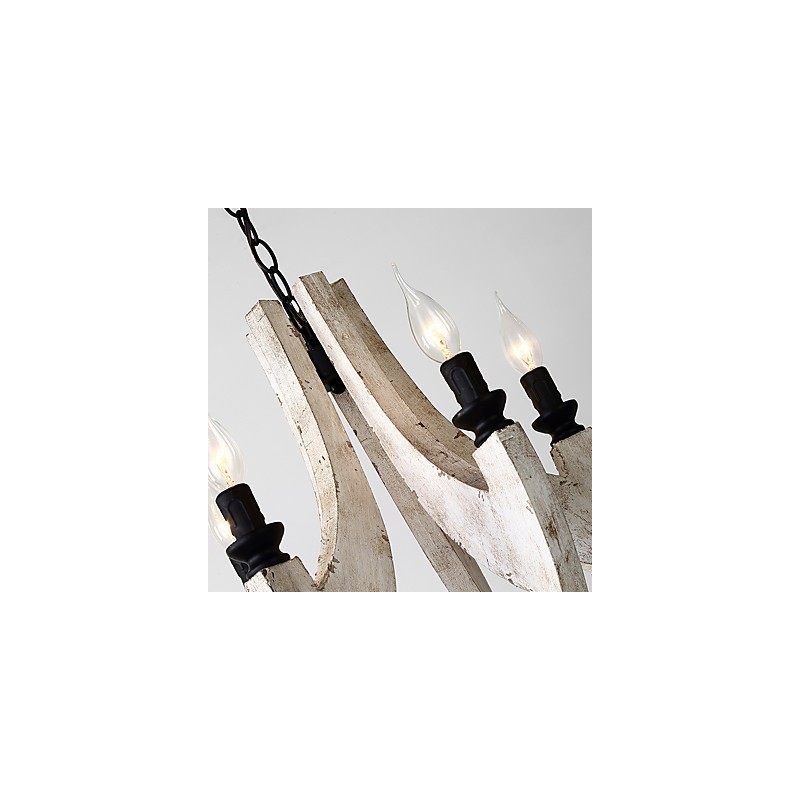 Lámpara colgante decorativa de madera de bambú estilo mini con pintura vintage