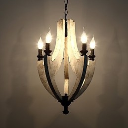 Lámpara colgante decorativa de madera de bambú estilo mini con pintura vintage