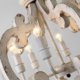 Lámpara colgante decorativa de madera de bambú estilo mini con pintura vintage