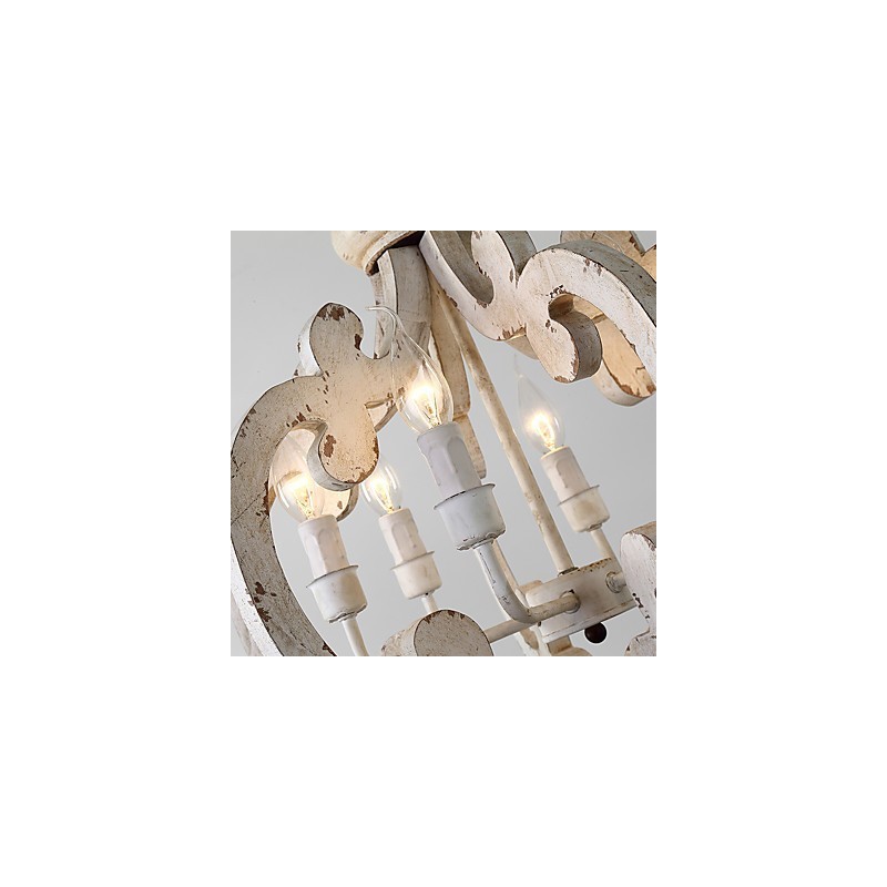 Lámpara colgante decorativa de madera de bambú estilo mini con pintura vintage