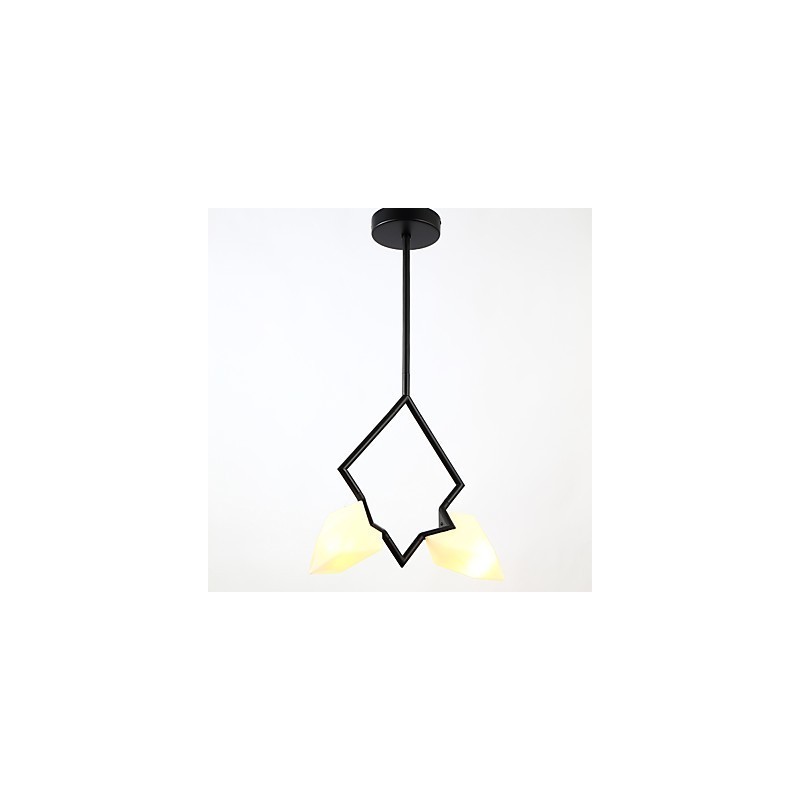 Lámpara colgante decorativa de metal con dos luces y cristal color melocotón de estilo moderno.