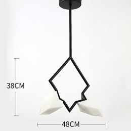 Lámpara colgante decorativa de metal con dos luces y cristal color melocotón de estilo moderno.