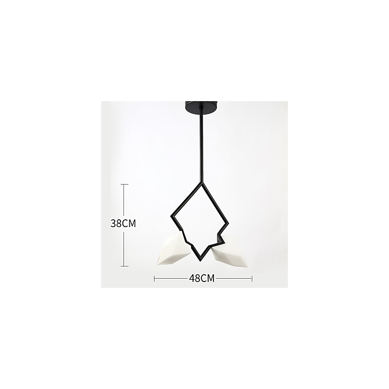 Lámpara colgante decorativa de metal con dos luces y cristal color melocotón de estilo moderno.