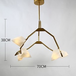 Lámpara colgante decorativa de cantina, de metal y cristal color melocotón, de cinco luces, estilo posmoderno