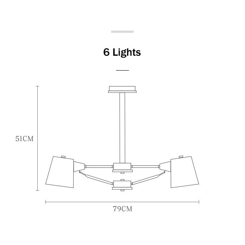 Lámpara de araña de metal con diseño de macarrón en madera multicolor y pintura vintage