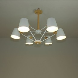 Lámpara de araña de metal con diseño de macarrón en madera multicolor y pintura vintage