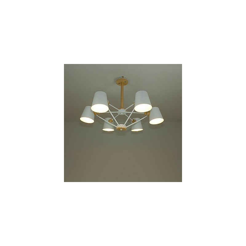 Lámpara de araña de metal con diseño de macarrón en madera multicolor y pintura vintage