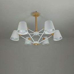 Lámpara de araña de metal con diseño de macarrón en madera multicolor y pintura vintage