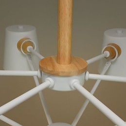 Lámpara de araña de metal con diseño de macarrón en madera multicolor y pintura vintage