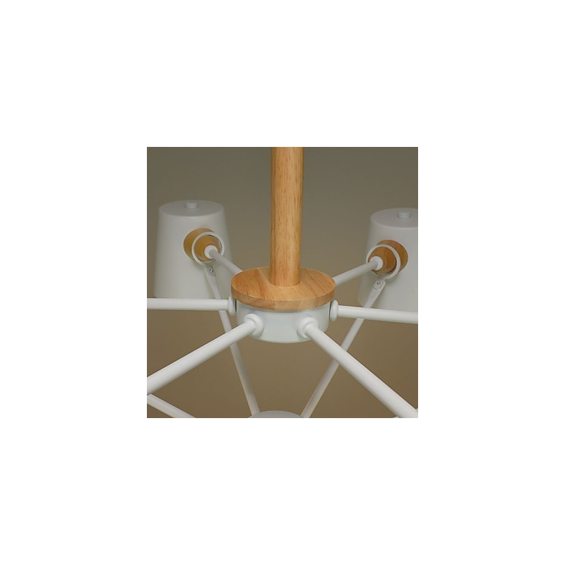 Lámpara de araña de metal con diseño de macarrón en madera multicolor y pintura vintage