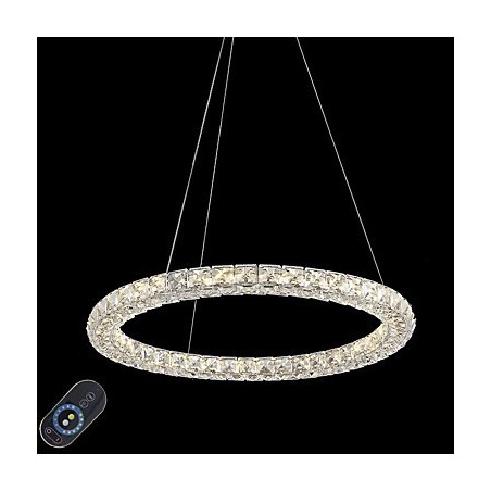 Lámpara colgante de techo de cristal con forma de anillo moderna, lámpara de araña de cristal, lámparas de iluminación interior, accesorios regulables con control remoto Lámpara colgante de techo de cristal con forma de anillo moderna, lámpara de araña de cristal, lámparas de iluminación interior, accesorios regulables con control remoto