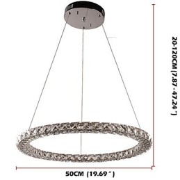 Lámpara colgante de techo de cristal con forma de anillo moderna, lámpara de araña de cristal, lámparas de iluminación interior, accesorios regulables con control remoto