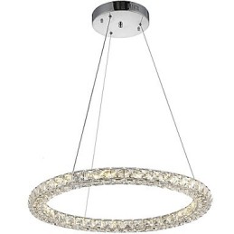 Lámpara colgante de techo de cristal con forma de anillo moderna, lámpara de araña de cristal, lámparas de iluminación interior, accesorios regulables con control remoto
