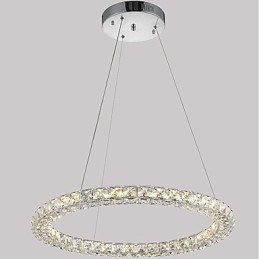Lámpara colgante de techo de cristal con forma de anillo moderna, lámpara de araña de cristal, lámparas de iluminación interior, accesorios regulables con control remoto