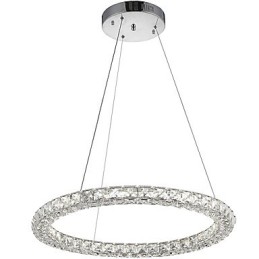 Lámpara colgante de techo de cristal con forma de anillo moderna, lámpara de araña de cristal, lámparas de iluminación interior, accesorios regulables con control remoto