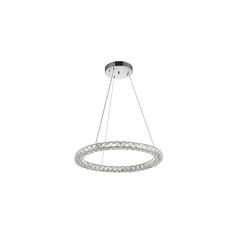 Lámpara colgante de techo de cristal con forma de anillo moderna, lámpara de araña de cristal, lámparas de iluminación interior, accesorios regulables con control remoto