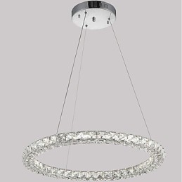 Lámpara colgante de techo de cristal con forma de anillo moderna, lámpara de araña de cristal, lámparas de iluminación interior, accesorios regulables con control remoto