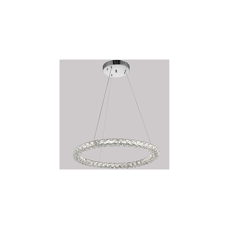 Lámpara colgante de techo de cristal con forma de anillo moderna, lámpara de araña de cristal, lámparas de iluminación interior, accesorios regulables con control remoto