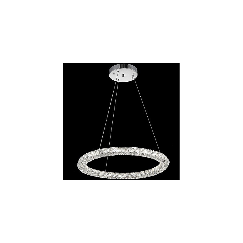Lámpara colgante de techo de cristal con forma de anillo moderna, lámpara de araña de cristal, lámparas de iluminación interior, accesorios regulables con control remoto