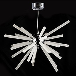 Lámpara de araña de metal y cristal con globo cromado