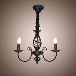 Lámpara de araña de estilo europeo de 3 luces, luces sencillas, lámparas creativas de hierro con velas.