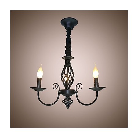 Lámpara de araña de estilo europeo de 3 luces, luces sencillas, lámparas creativas de hierro con velas. Lámpara de araña de estilo europeo de 3 luces, luces sencillas, lámparas creativas de hierro con velas.