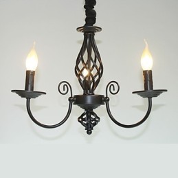 Lámpara de araña de estilo europeo de 3 luces, luces sencillas, lámparas creativas de hierro con velas.