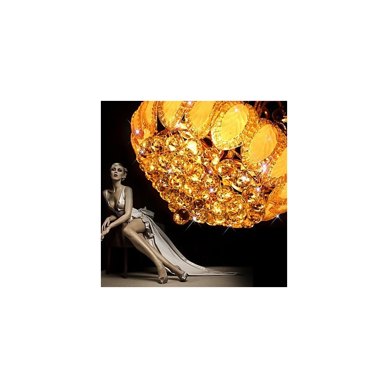 Lámpara colgante de cristal de lujo moderna, diámetro 50 cm, contiene 8 bombillas.