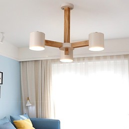 Lámpara de araña de 3 luces, moderna, contemporánea, tradicional, clásica, vintage, estilo campestre, de madera.