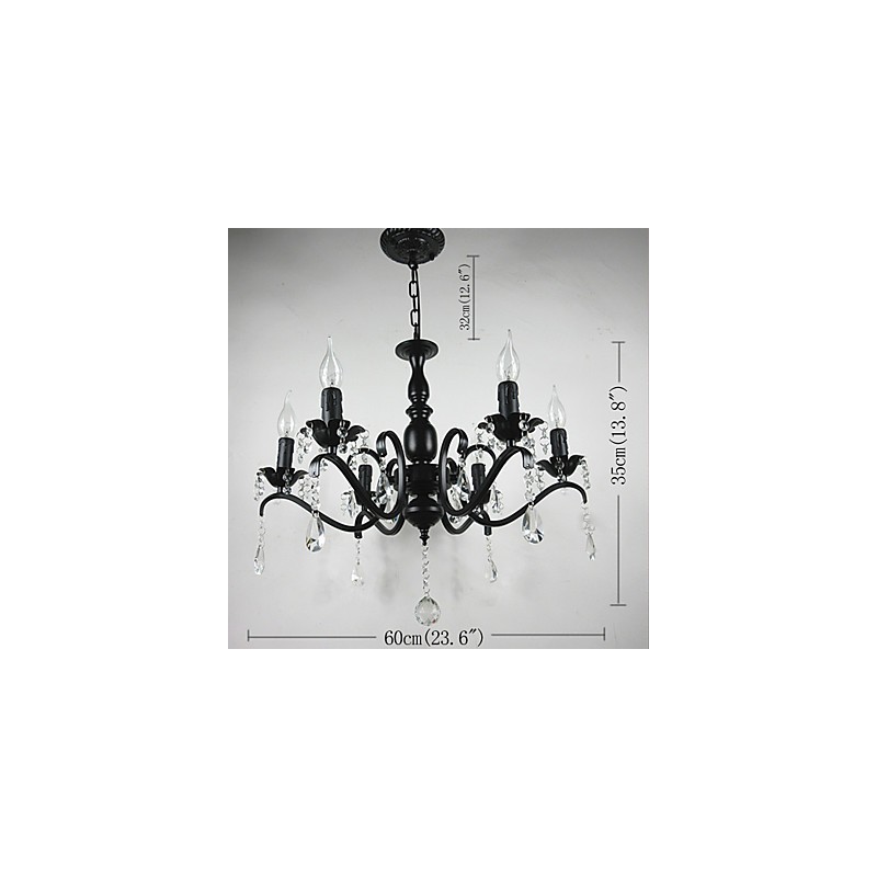 Lámpara de araña de cristal simple de hierro con forma de vela, decoración, iluminación