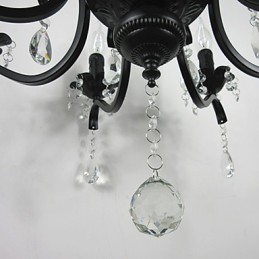 Lámpara de araña de cristal simple de hierro con forma de vela, decoración, iluminación