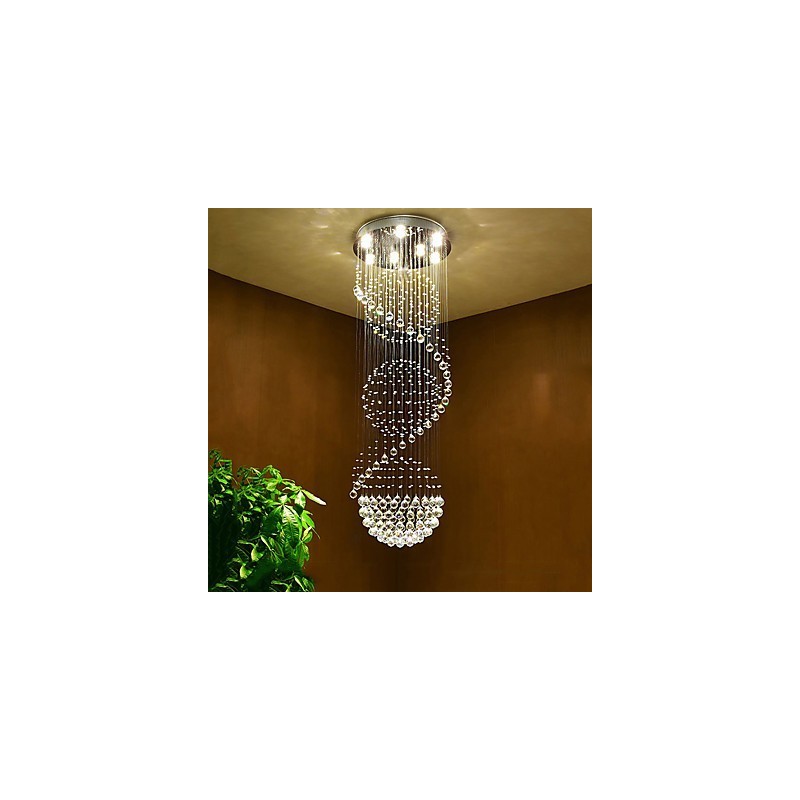 Lámpara colgante de techo de cristal para interiores, ideal para escaleras.