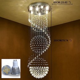 Lámpara colgante de techo de cristal para interiores, ideal para escaleras.