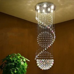 Lámpara colgante de techo de cristal para interiores, ideal para escaleras.