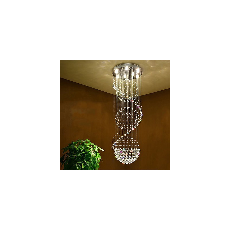 Lámpara colgante de techo de cristal para interiores, ideal para escaleras.