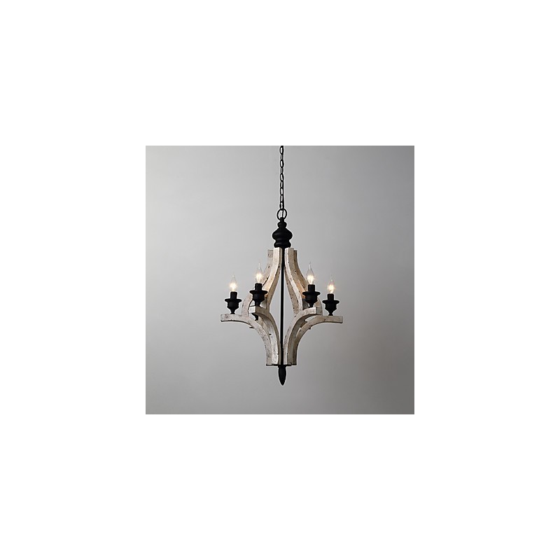 Lámpara colgante decorativa de madera de bambú estilo mini con pintura vintage