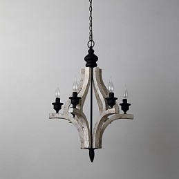 Lámpara colgante decorativa de madera de bambú estilo mini con pintura vintage