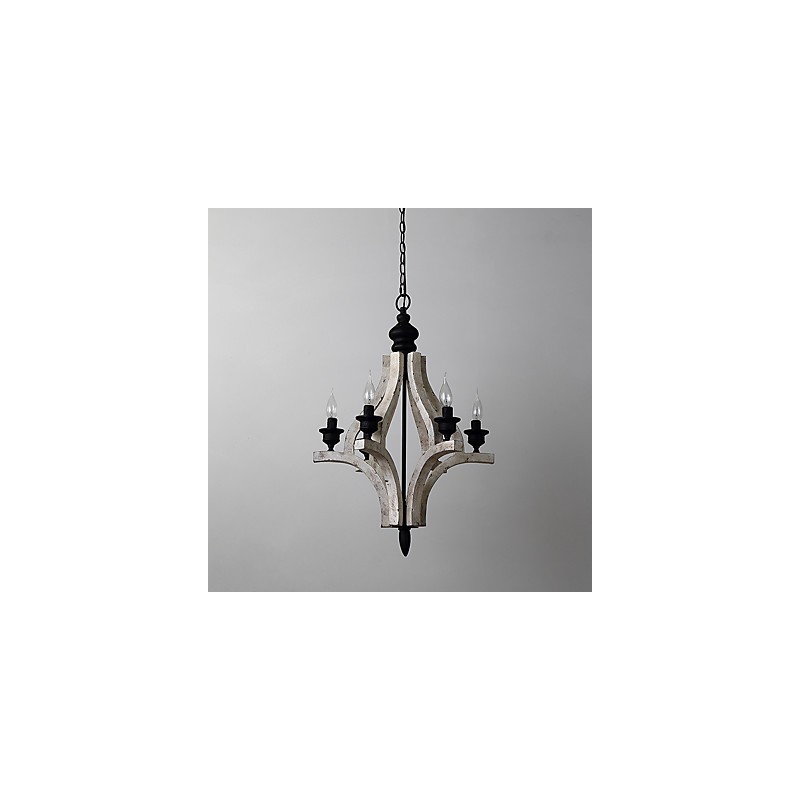 Lámpara colgante decorativa de madera de bambú estilo mini con pintura vintage