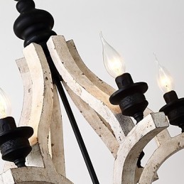 Lámpara colgante decorativa de madera de bambú estilo mini con pintura vintage