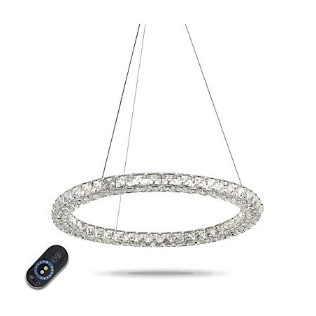 Lámpara colgante de cristal con forma de anillo moderna, lámpara de techo de cristal, lámparas de interior, accesorios regulables con control remoto Lámpara colgante de cristal con forma de anillo moderna, lámpara de techo de cristal, lámparas de interior, accesorios regulables con control remoto