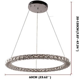 Lámpara colgante de cristal con forma de anillo moderna, lámpara de techo de cristal, lámparas de interior, accesorios regulables con control remoto