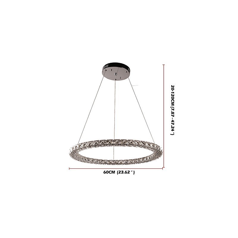 Lámpara colgante de cristal con forma de anillo moderna, lámpara de techo de cristal, lámparas de interior, accesorios regulables con control remoto