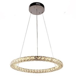 Lámpara colgante de cristal con forma de anillo moderna, lámpara de techo de cristal, lámparas de interior, accesorios regulables con control remoto
