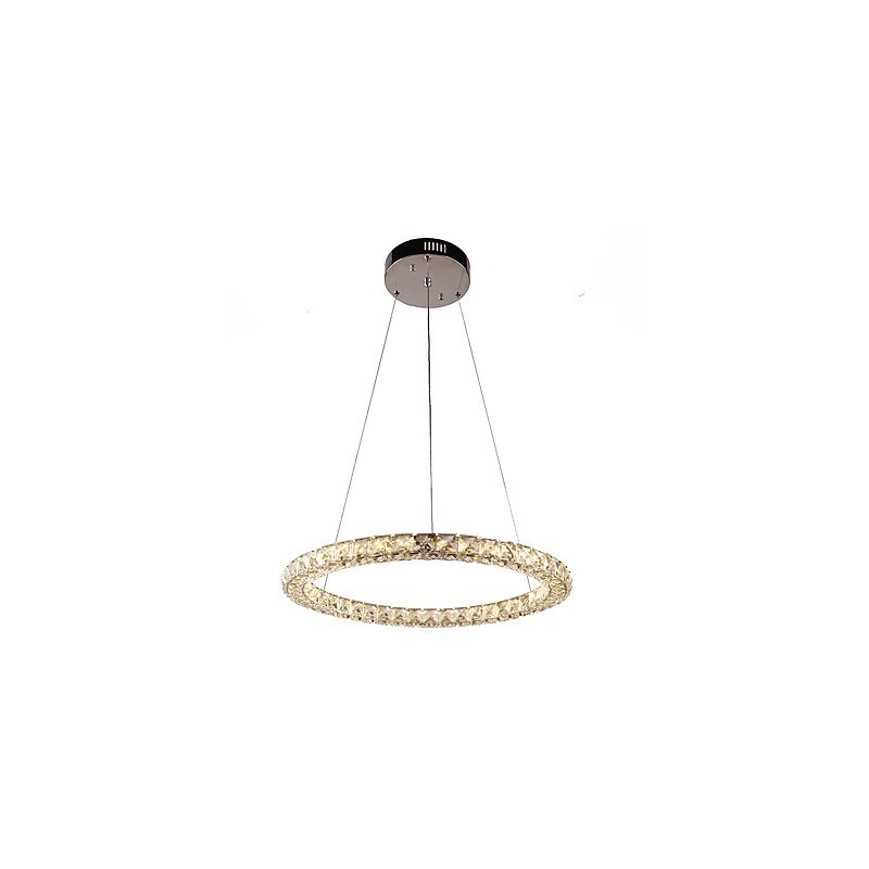 Lámpara colgante de cristal con forma de anillo moderna, lámpara de techo de cristal, lámparas de interior, accesorios regulables con control remoto