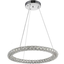 Lámpara colgante de cristal con forma de anillo moderna, lámpara de techo de cristal, lámparas de interior, accesorios regulables con control remoto
