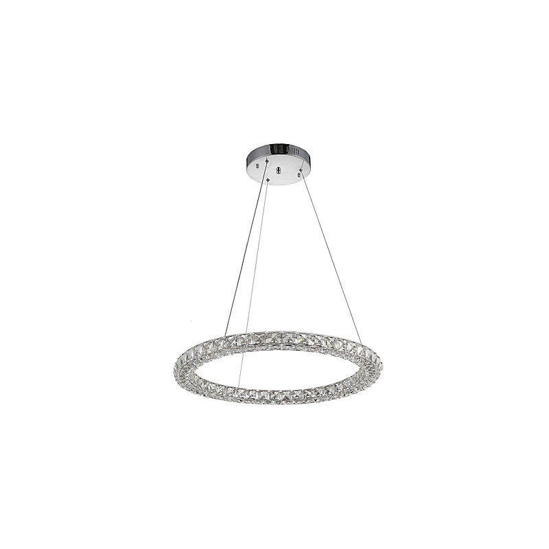 Lámpara colgante de cristal con forma de anillo moderna, lámpara de techo de cristal, lámparas de interior, accesorios regulables con control remoto