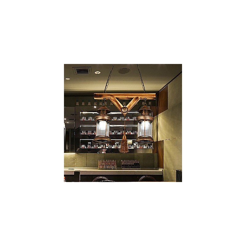 Lámpara de araña de metal con diseño de globo rústico estilo cabaña, estilo vintage retro, con pintura campestre para diseñadores de estilo mini.
