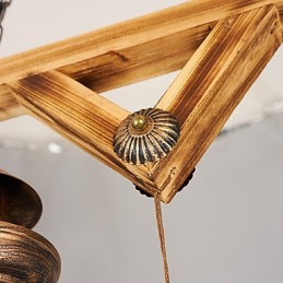 Lámpara de araña de metal con diseño de globo rústico estilo cabaña, estilo vintage retro, con pintura campestre para diseñadores de estilo mini.