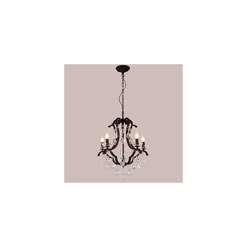 Lámpara de araña de cristal de 5 luces, moderna, contemporánea, tradicional, clásica, rústica, estilo cabaña, vintage, retro, con farol y tambor, estilo campestre.