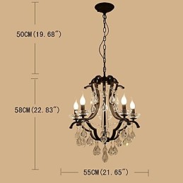 Lámpara de araña de cristal de 5 luces, moderna, contemporánea, tradicional, clásica, rústica, estilo cabaña, vintage, retro, con farol y tambor, estilo campestre.